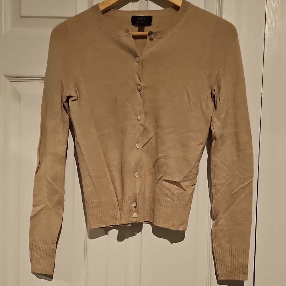 J.Crew Italian Cashmere Cardigan Sweater – Beige Tan XS